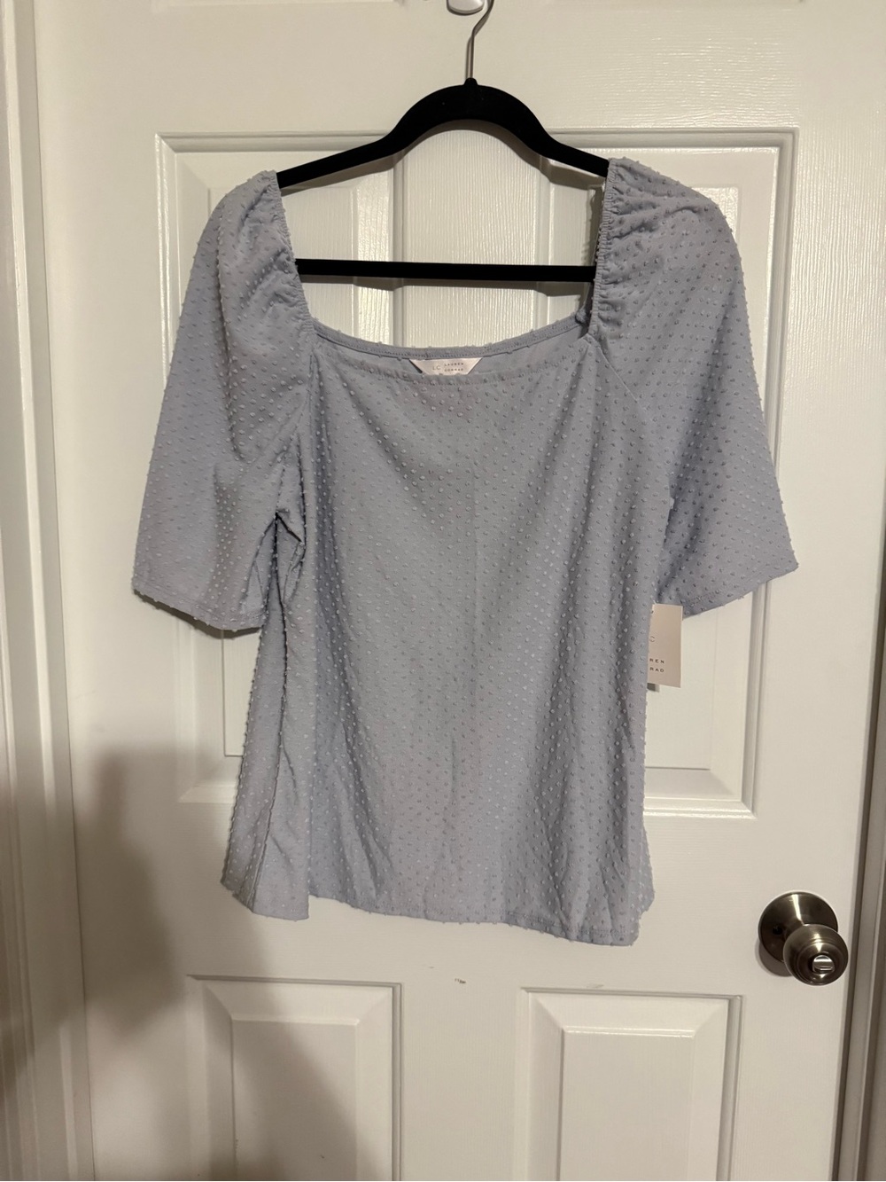 NWT LC Lauren Conrad Swiss Dot Square Neck Top Lavender Rae XL